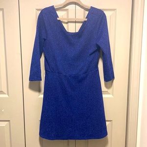 Blue and black pattern long sleeve mini dress